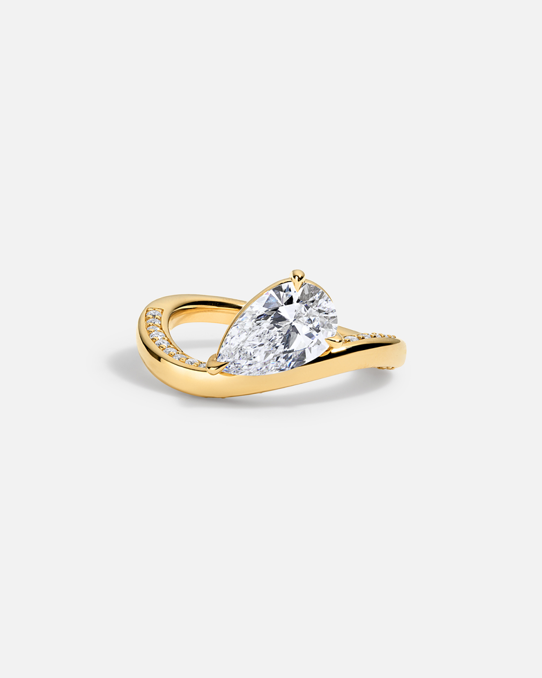 LAGUNA Wave Floating Bright Set Pavé Engagement Ring | ROEN NYC