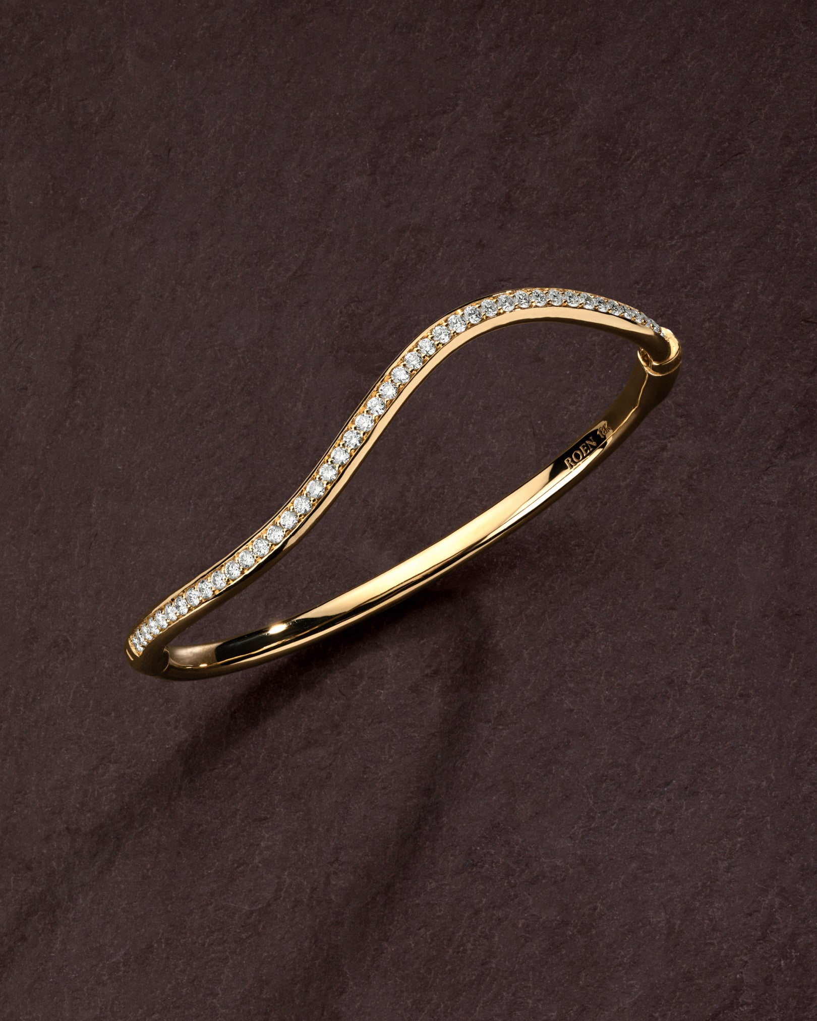 ROEN NYC - LAGUNA Wave Diamond Bangle - 18K Gold & Platinum