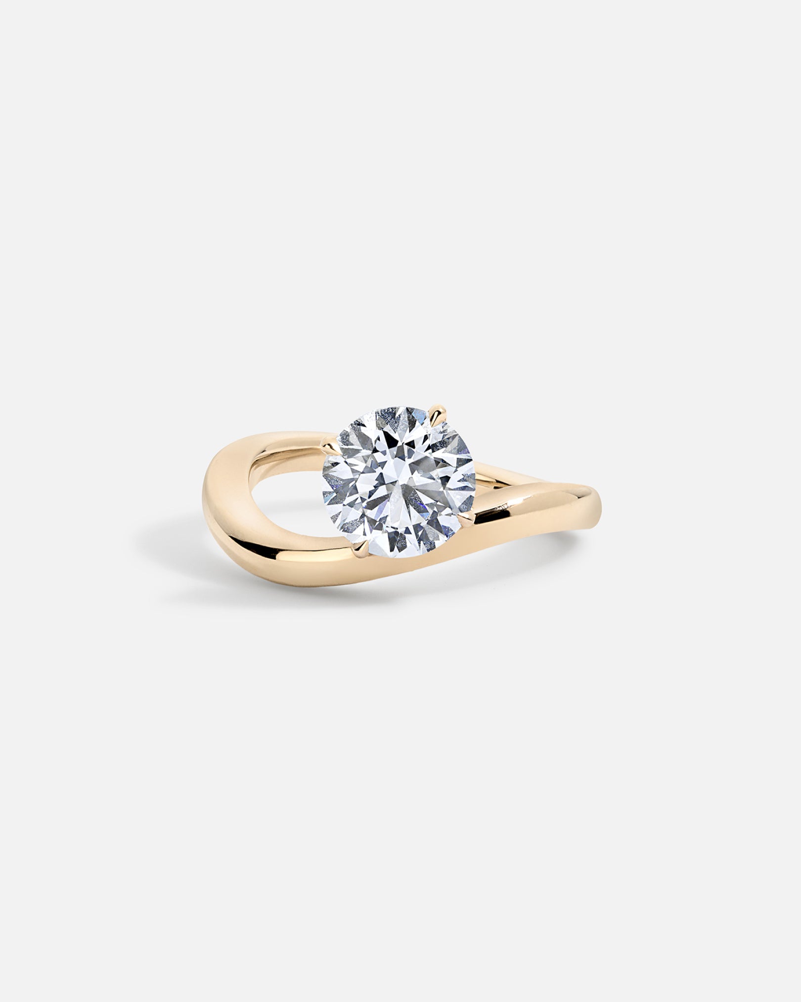LAGUNA Wave Ring + Round Brilliant, No Pavé
