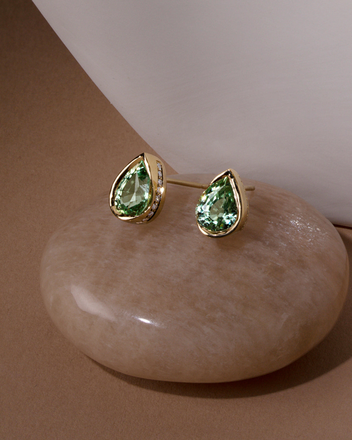 DEW Minty Garnet Stud Earrings
