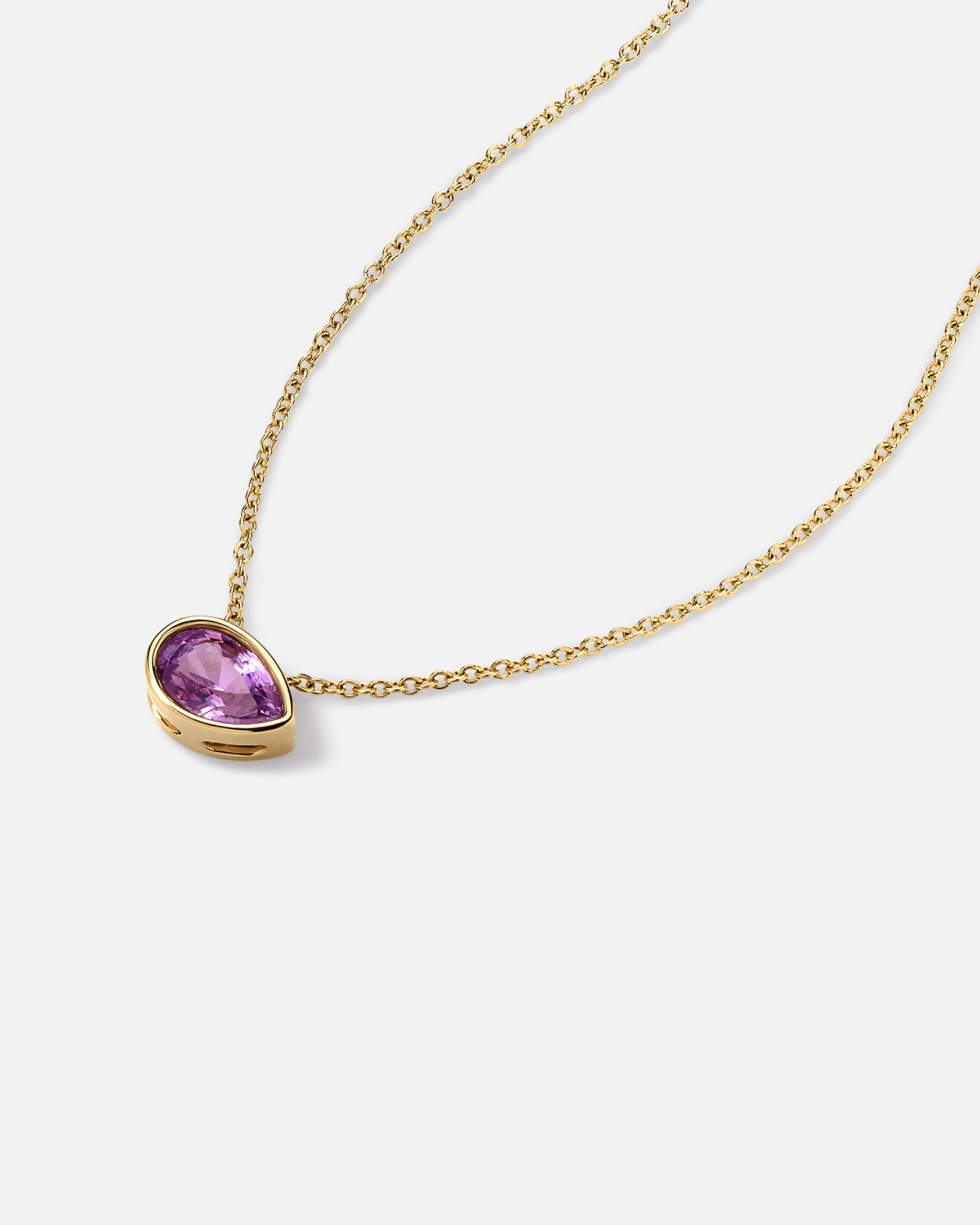 LYRA Bezel Solitaire Necklace, Pink Spinel