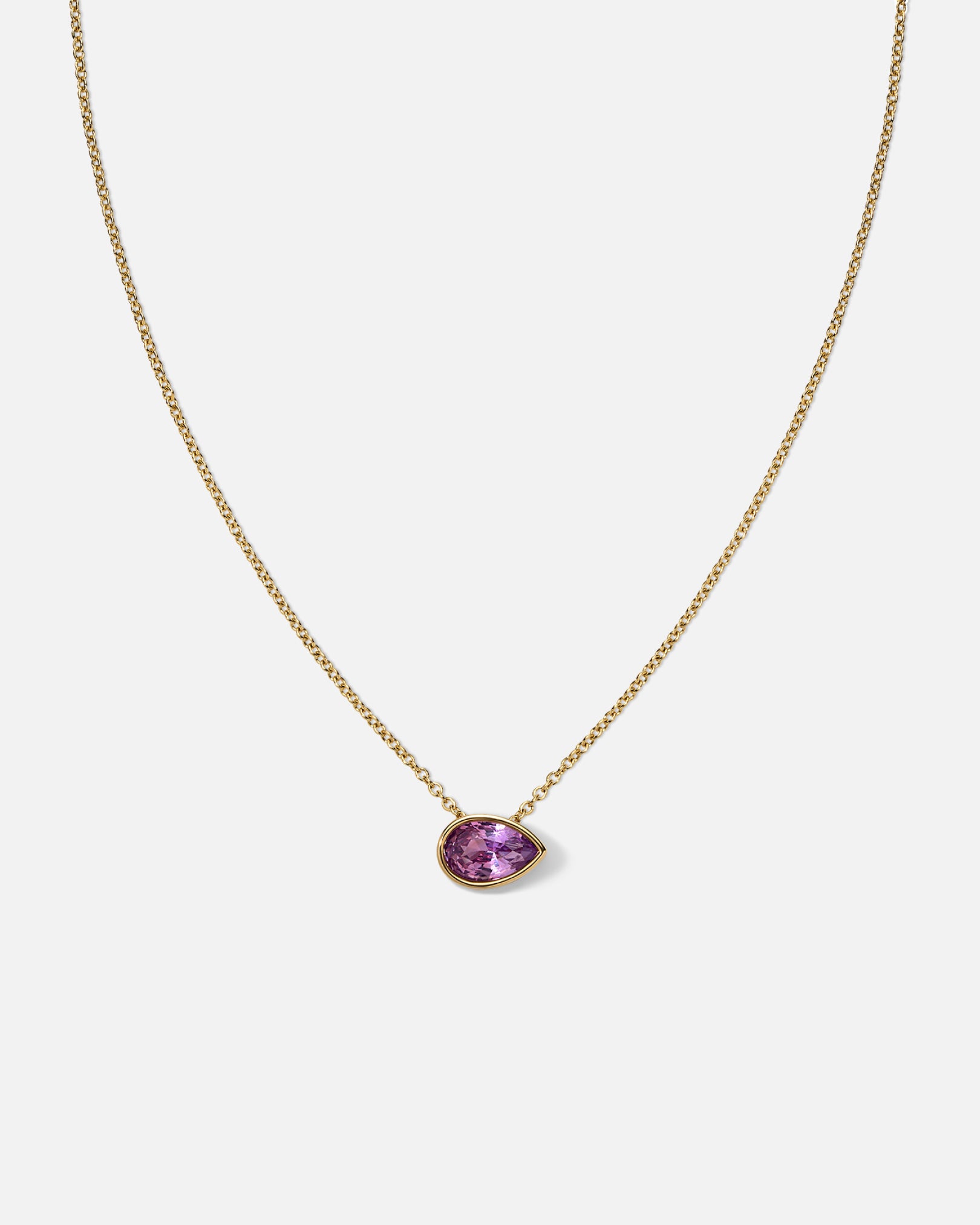 LYRA Bezel Solitaire Necklace, Pink Spinel