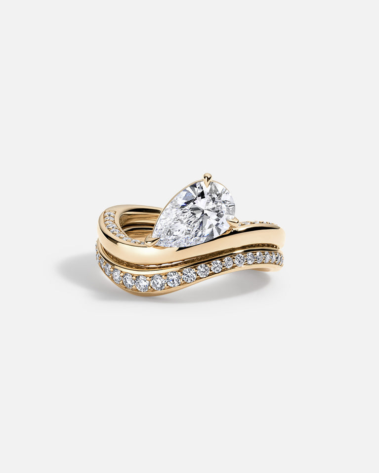 LAGUNA Wave Floating Bright Set Pavé Engagement Ring | ROEN NYC