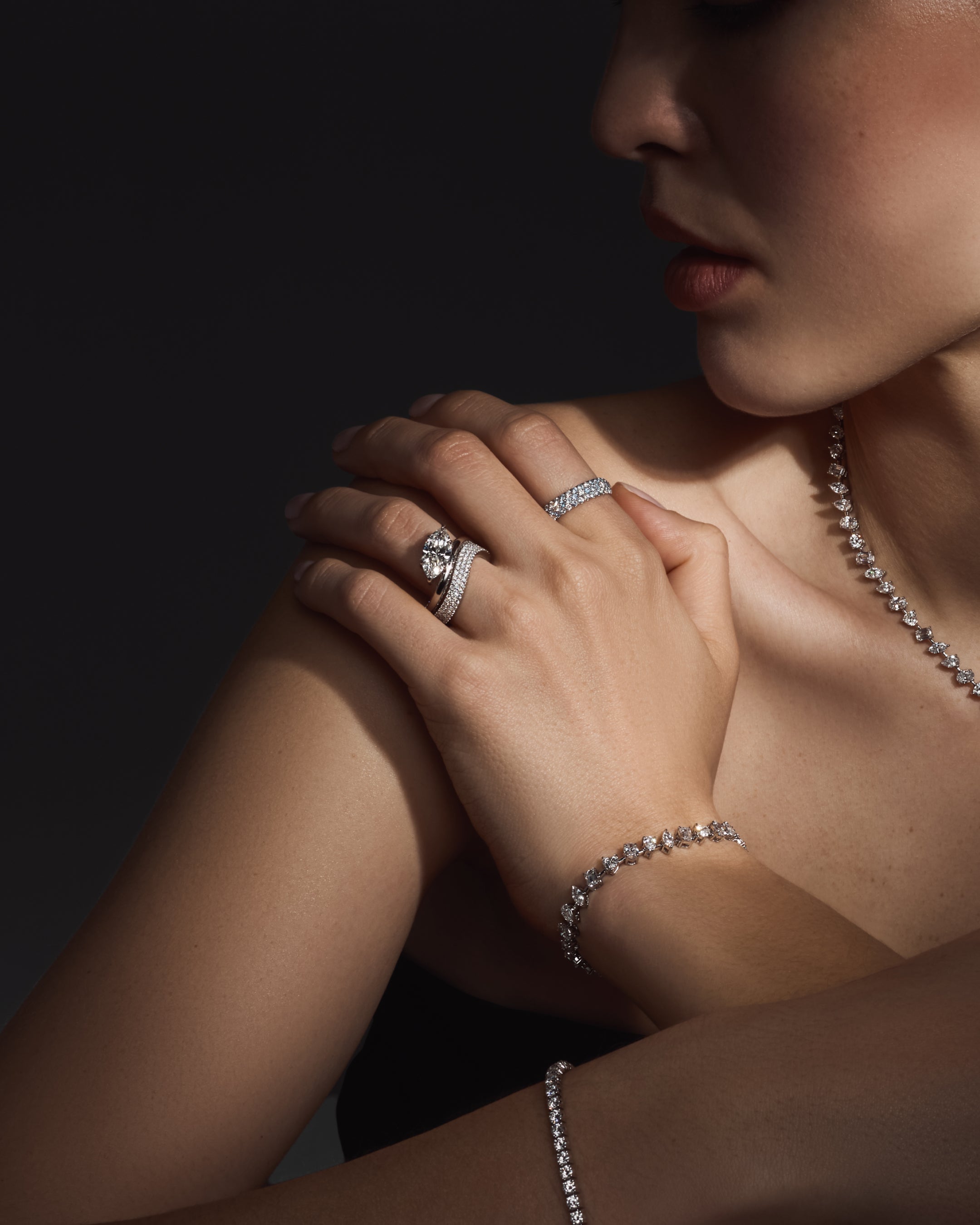 LAGUNA Wave Floating Bright Set Pavé Engagement Ring | ROEN NYC