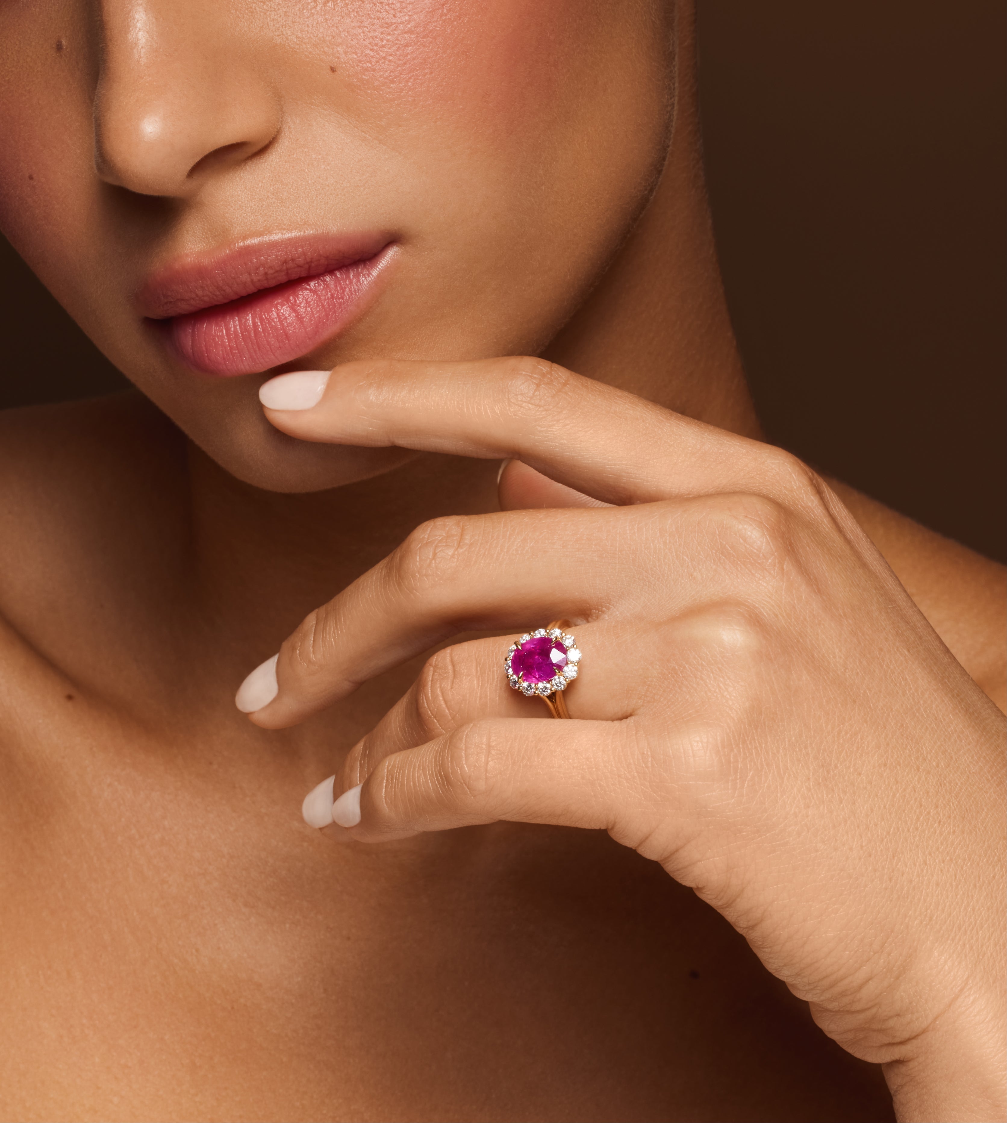 VESTA Burmese Ruby Halo Ring