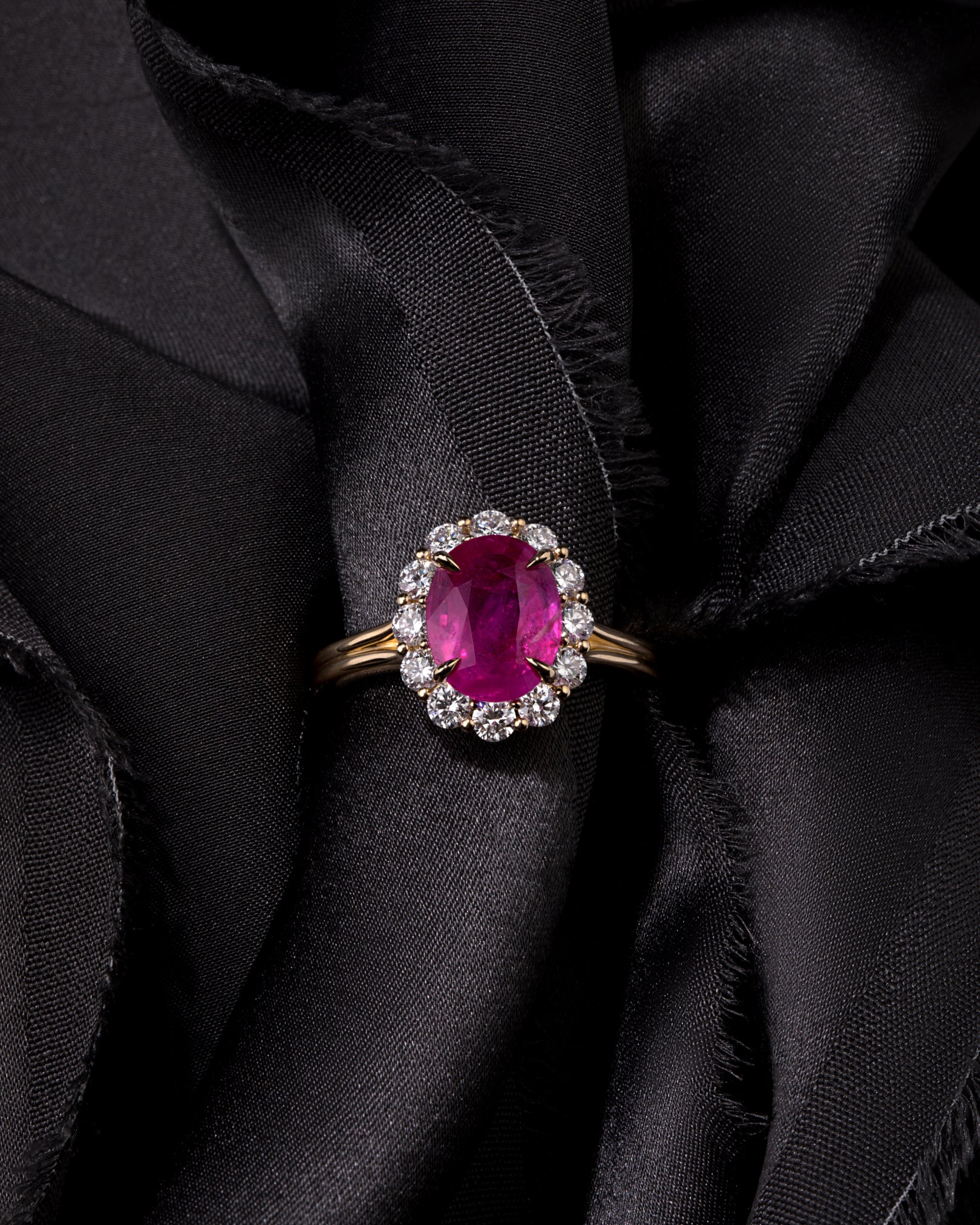 VESTA Burmese Ruby Halo Ring